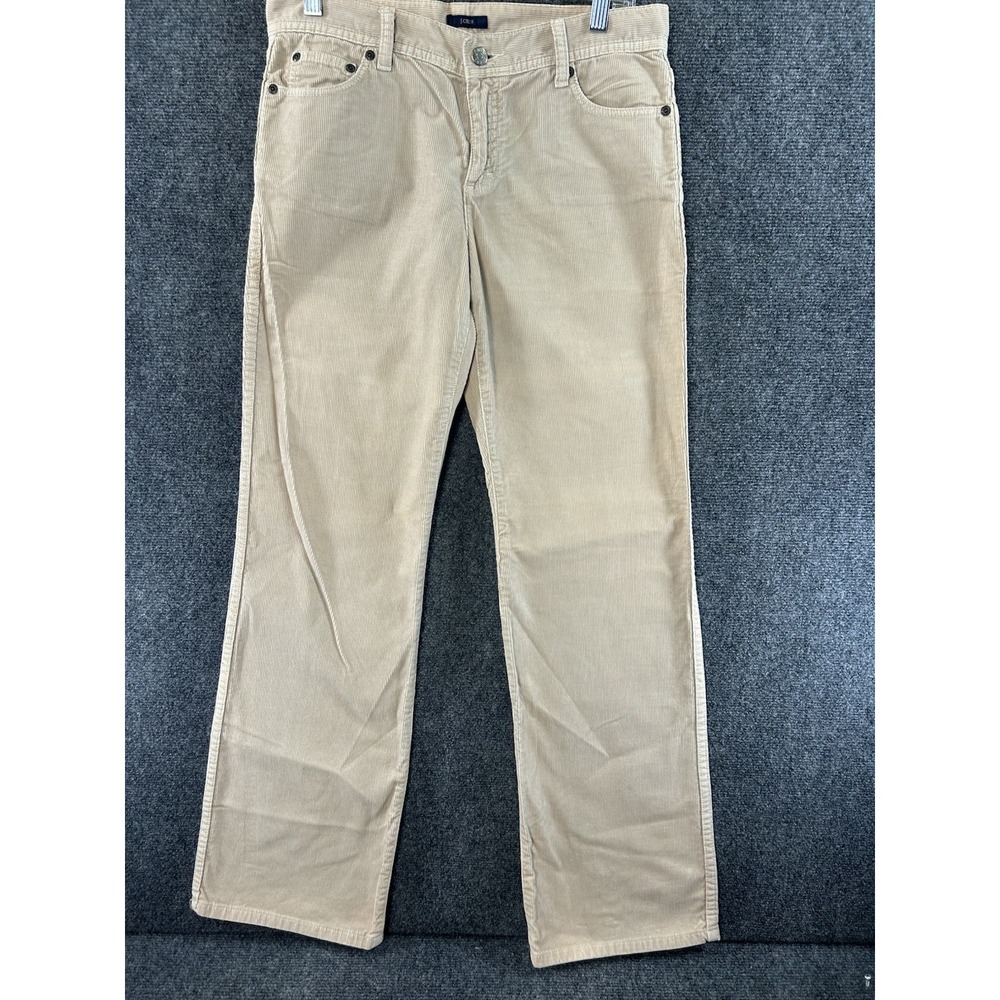 Vintage Y2K J Crew Womens Corduroy Pants Sz 4 Bootcut Beige Mid Rise Preppy